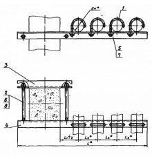 Крепление четырех трубопроводов к железобетонной колонне
