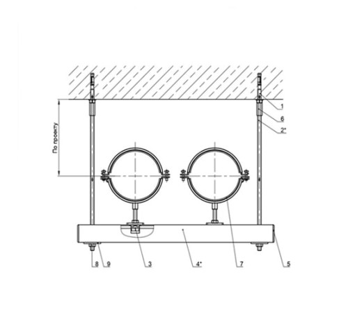 Крепления двух трубопроводов к перекрытию в Бресте