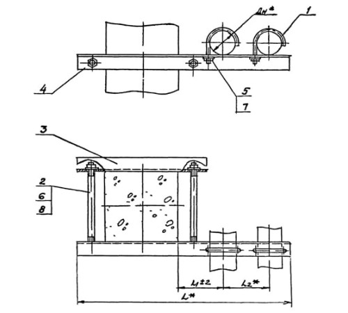 Крепления двух трубопроводов к колонне в Бресте